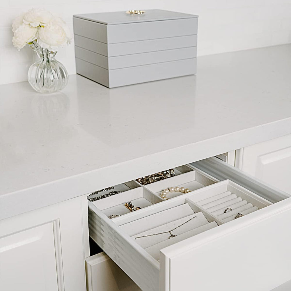 Jewelry Trays Stackable Showcase Display Drawer Organizer Storage Toughened Glass Lid Multi-Purpose