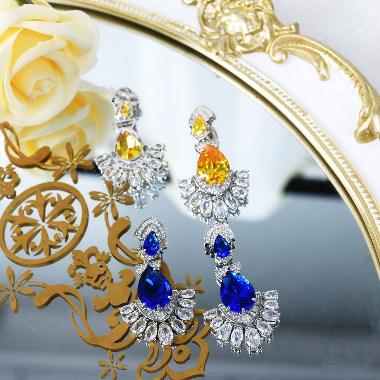 Fan-shaped earrings super luxurious earringsretro palace