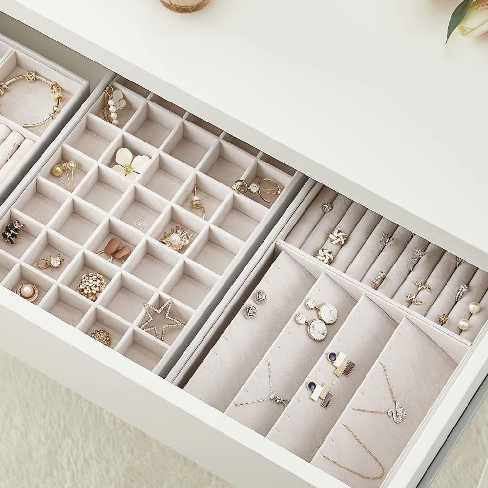 Jewelry Trays Stackable Showcase Display Drawer Organizer Storage Toughened Glass Lid Multi-Purpose