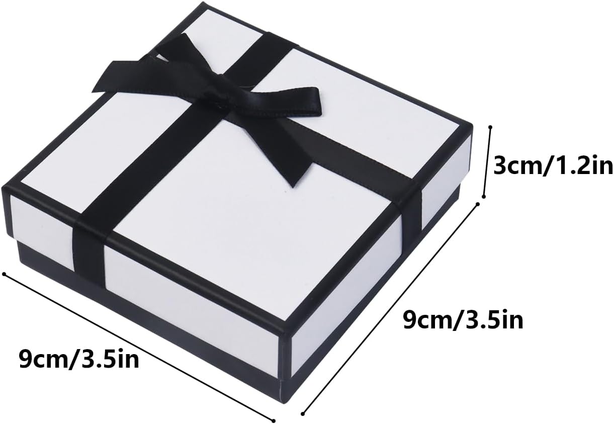 Small Gift Box with Lids, 9× 9× 3cm Bracelet Necklace Gift Box Jewelry Gift Boxes with Lids for Birthday Mother’s Day Valentine’s Day, White