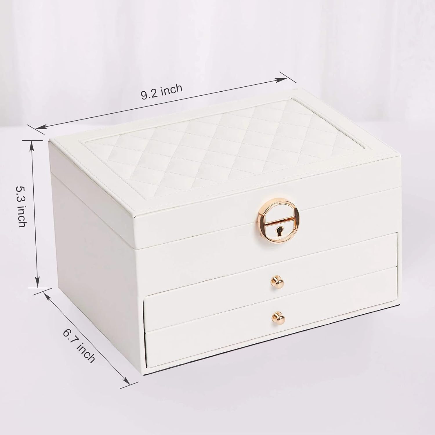 Jewelry Box for Women Girls, Large PU Leather Jewelry Organizer with 2 drawers for Gifts