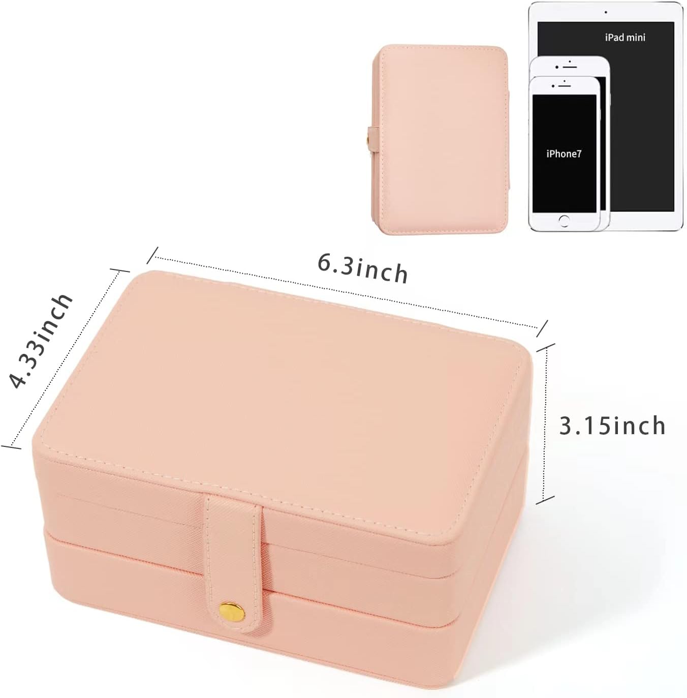 PU Leather Small Jewelry Organizer , 2 Layers Portable Jewelry Holder