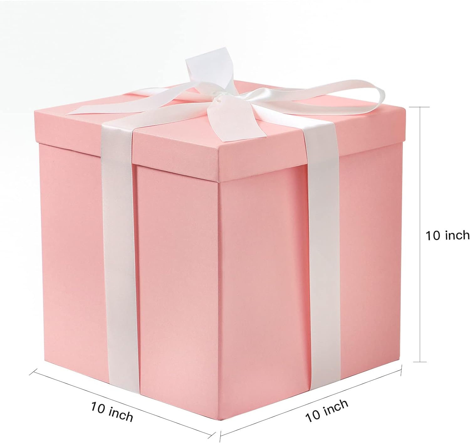 Medium Birthday Gift Box with Lids, Ribbon and Tissue Paper, Collapsible Gift Box - 1 Pcs, 10x10x10 Inches, White