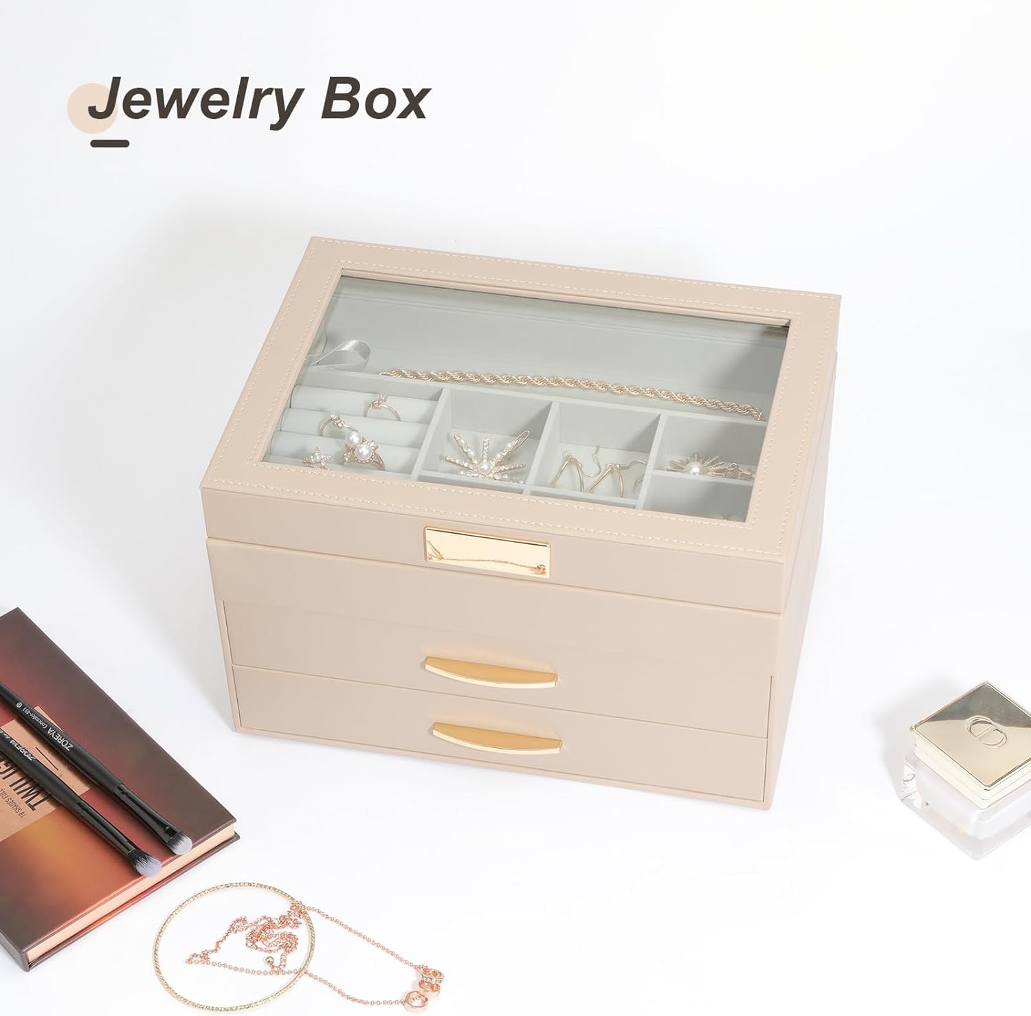 Jewelry Boxes for Women, Jewelry Holder Organizer for Christmas Gift, Jewelry Boxes & Organizers for Rings Earring Necklace Bracelet Watch