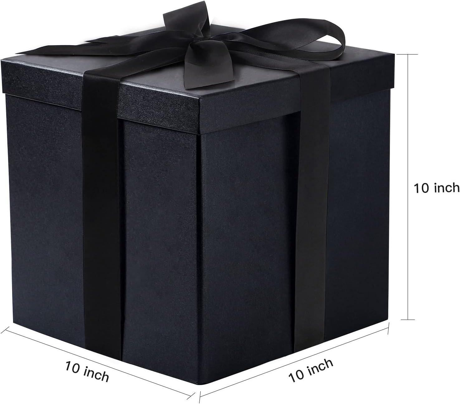 Medium Birthday Gift Box with Lids, Ribbon and Tissue Paper, Collapsible Gift Box - 1 Pcs, 10x10x10 Inches, White