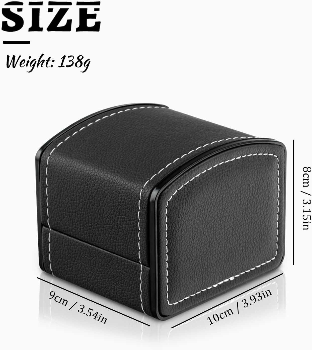 Single Watch Case, PU Leather Watch Travel Case with Removable Cushion, Jewelry Storage Case Organizer Portable Square Watch Box Bracelet Holder for Most Watches and Smart Watch