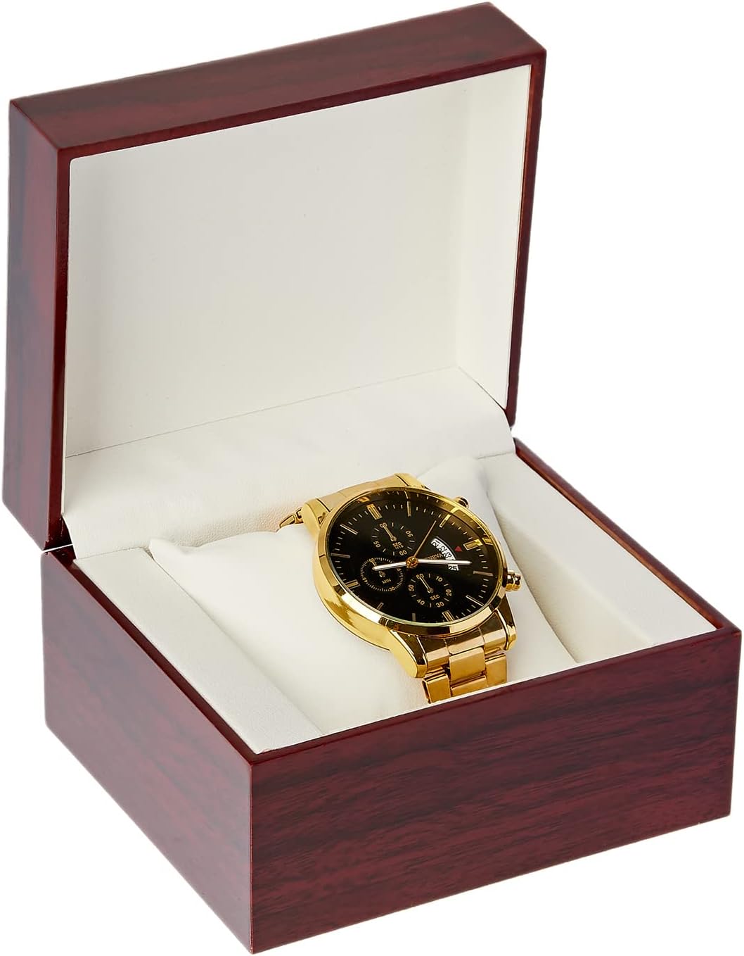 Wooden Single Watch Cases for Men Women, Wood Wrist Watch Bangle Gift Box with Pillow