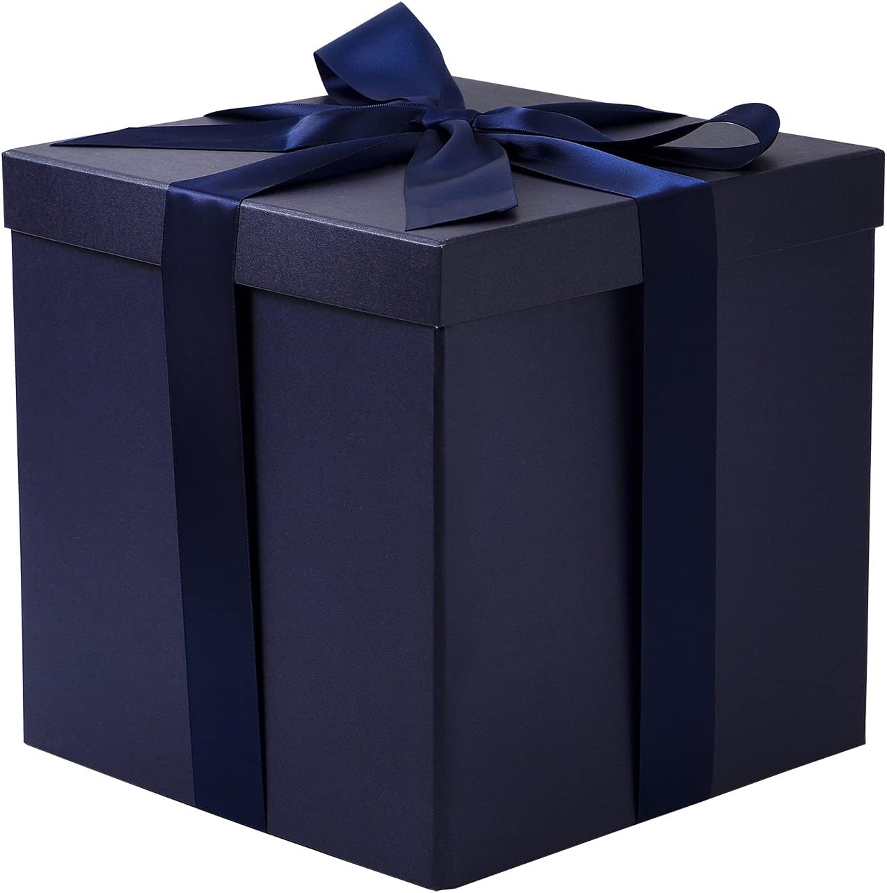 Medium Birthday Gift Box with Lids, Ribbon and Tissue Paper, Collapsible Gift Box - 1 Pcs, 10x10x10 Inches, White