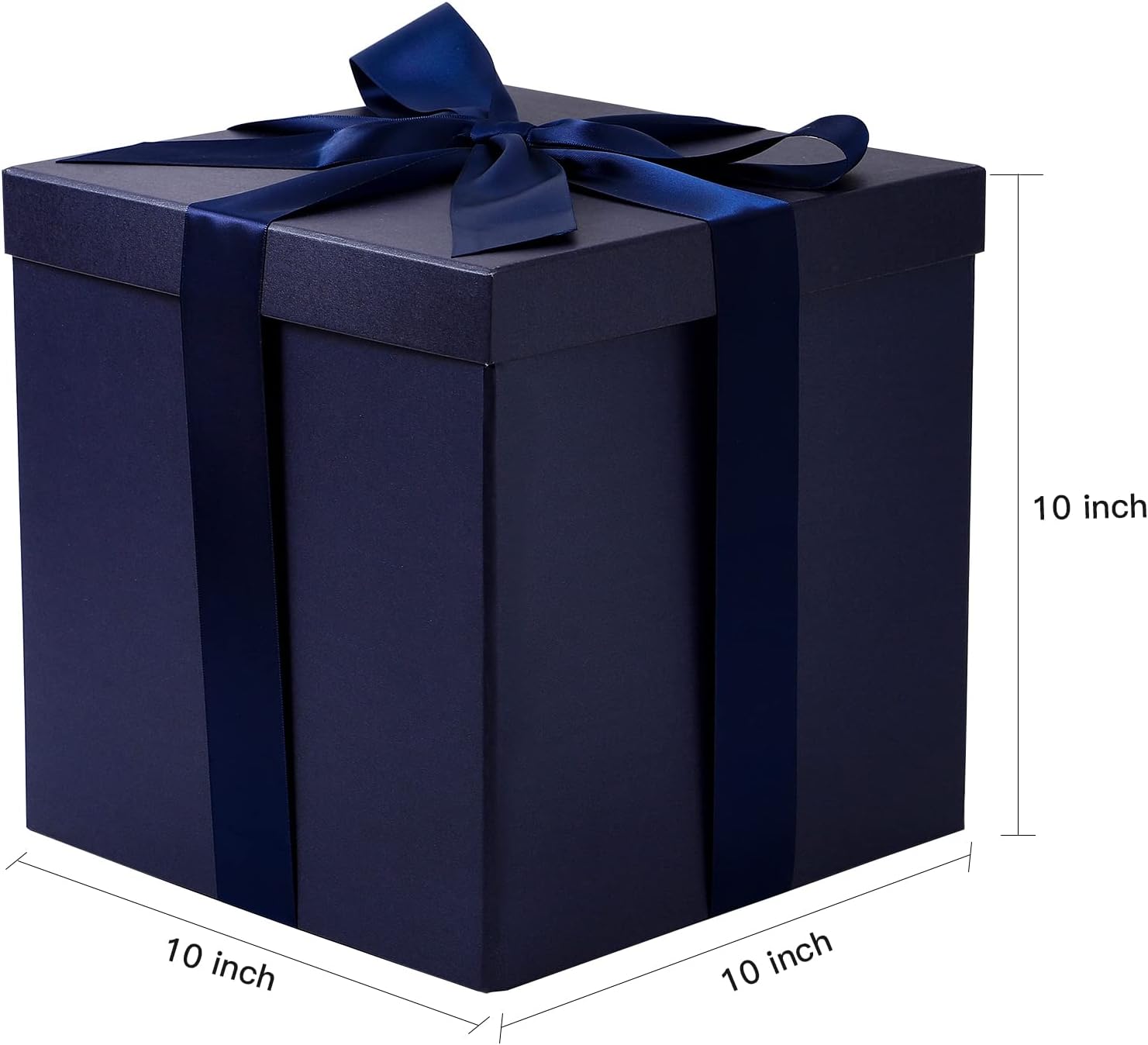 Medium Birthday Gift Box with Lids, Ribbon and Tissue Paper, Collapsible Gift Box - 1 Pcs, 10x10x10 Inches, White