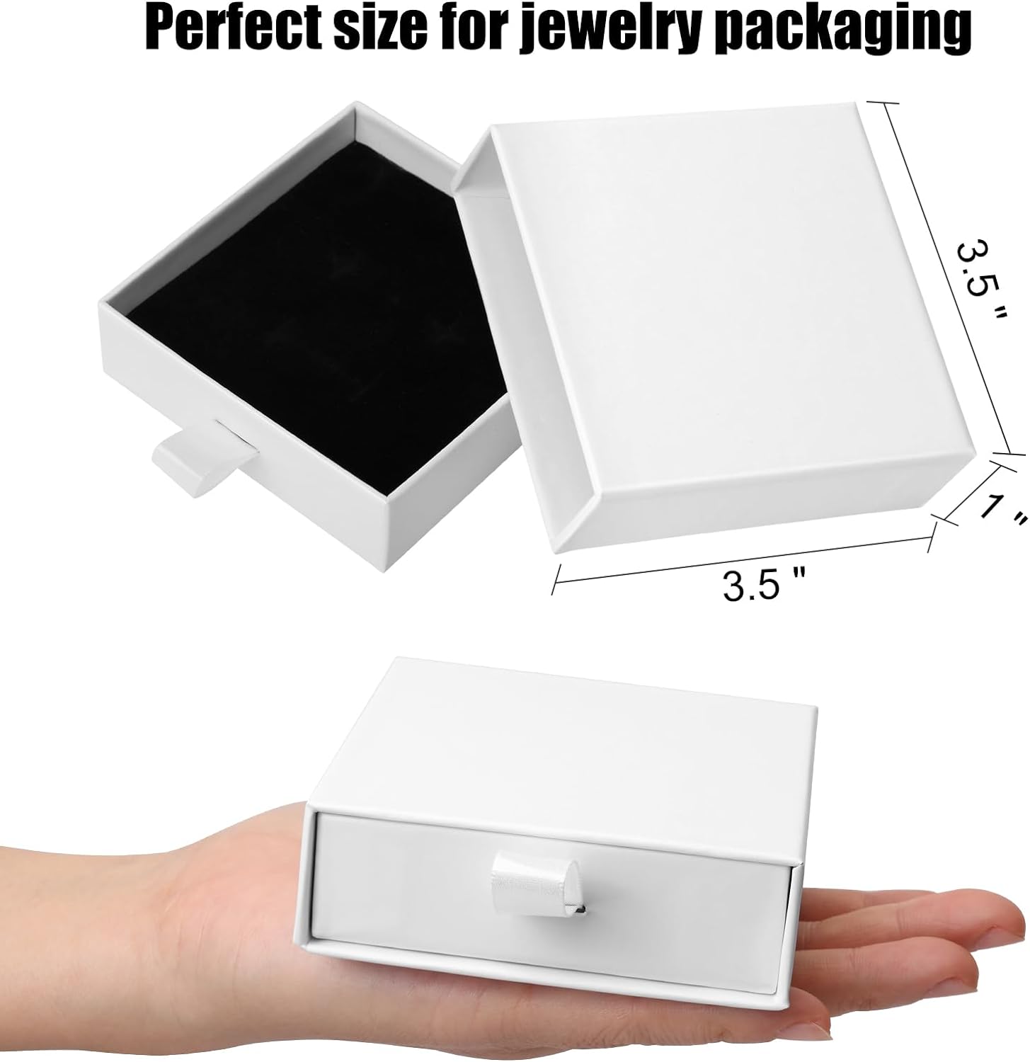 Jewelry Gift Boxes,  3.5×3.5x1Inch Cardboard Jewelry Boxes, Bulk Small Jewelry Boxes with Lids for Necklace Ring Earring Display Box (Black)