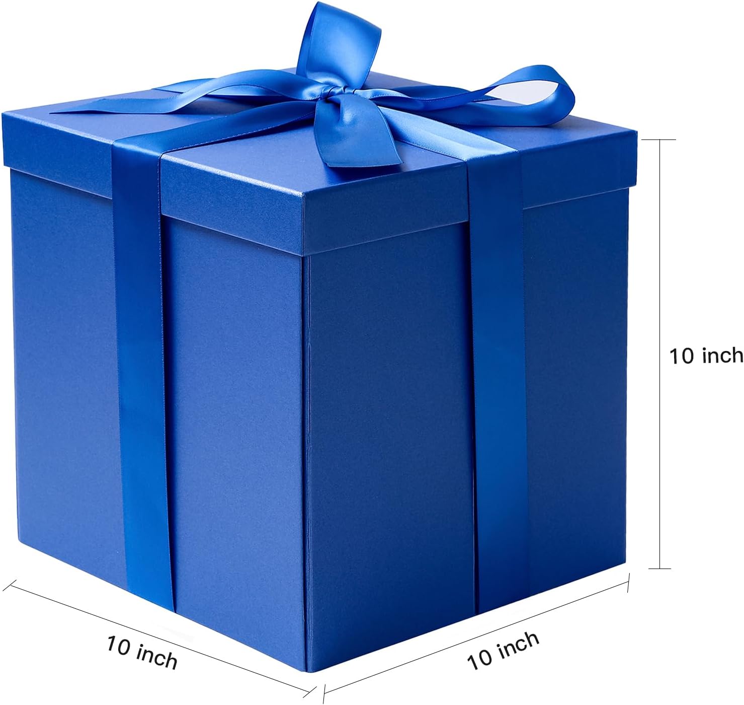 Medium Birthday Gift Box with Lids, Ribbon and Tissue Paper, Collapsible Gift Box - 1 Pcs, 10x10x10 Inches, White