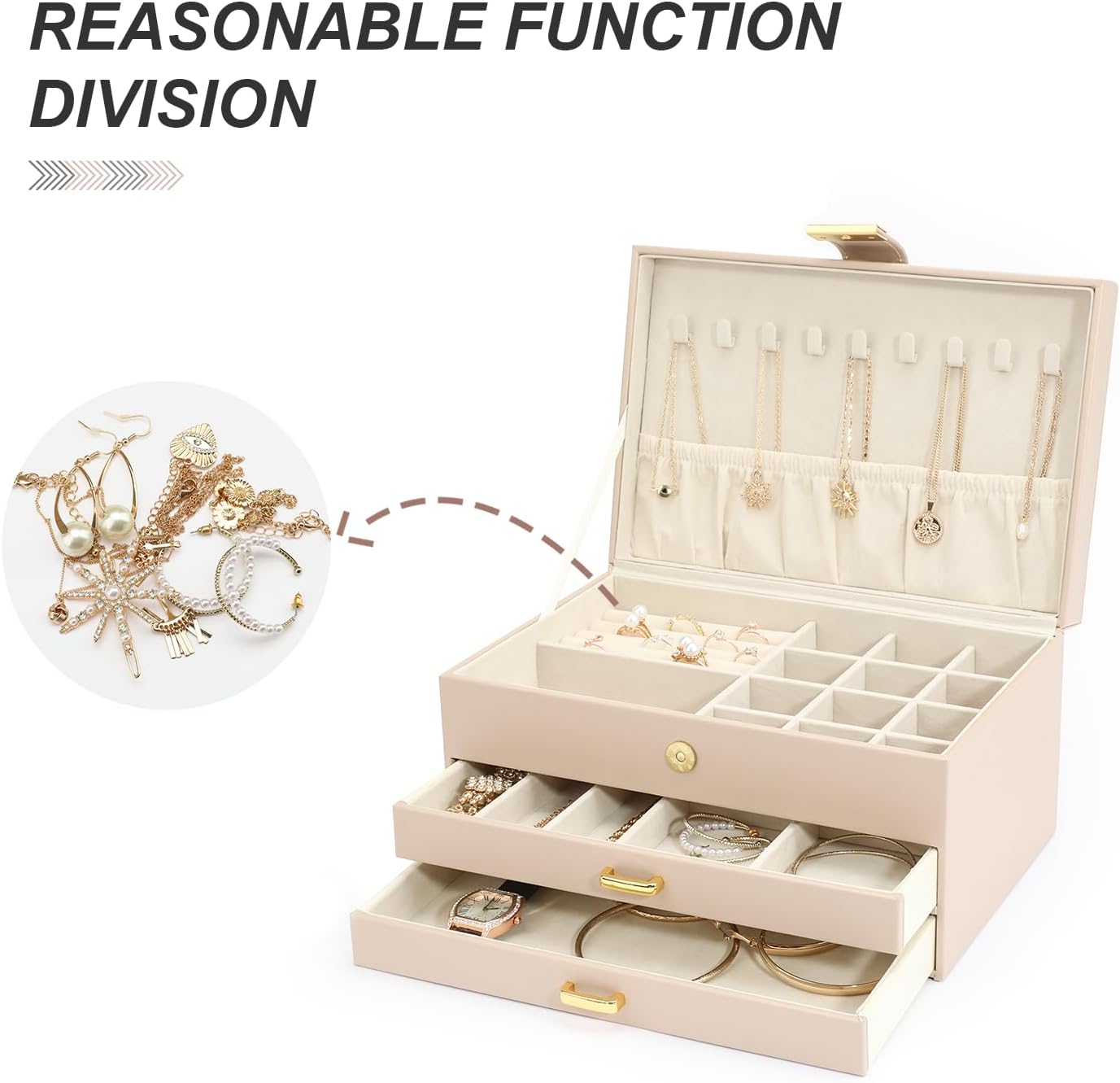 Jewelry Boxes for Women, Jewelry Holder Organizer for Christmas Gift, Jewelry Boxes & Organizers for Rings Earring Necklace Bracelet Watch