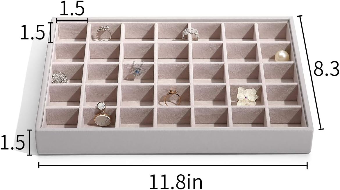 Jewelry Trays Stackable Showcase Display Drawer Organizer Storage Toughened Glass Lid Multi-Purpose