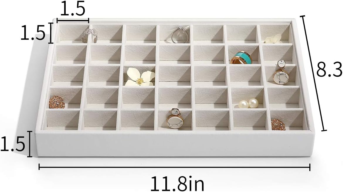 Jewelry Trays Stackable Showcase Display Drawer Organizer Storage Toughened Glass Lid Multi-Purpose