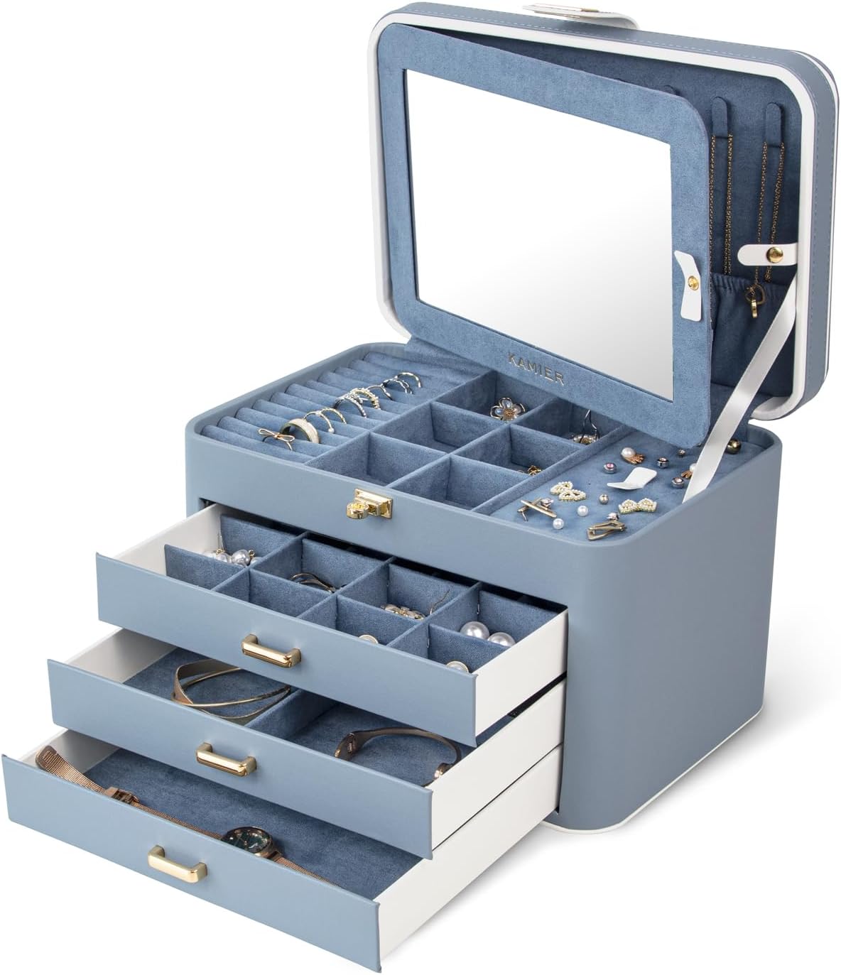 Jewelry Organizer Box with Lock and Mirror, Jewelry Storage Box