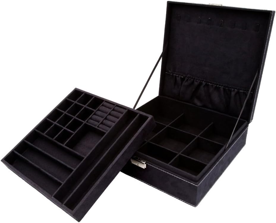 Two-Layer Jewelry Box Organizer Display Storage case with Lock