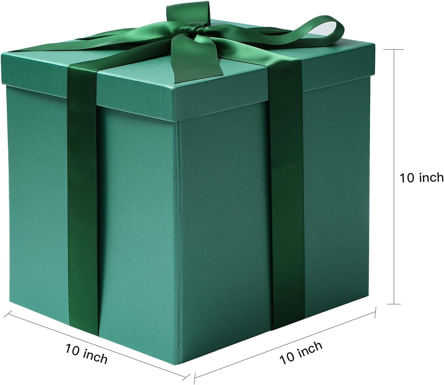 Medium Birthday Gift Box with Lids, Ribbon and Tissue Paper, Collapsible Gift Box - 1 Pcs, 10x10x10 Inches, White