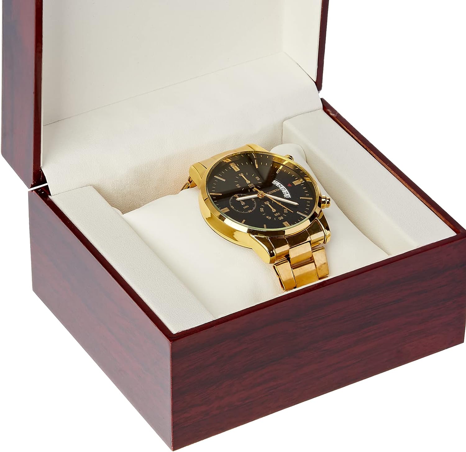 Wooden Single Watch Cases for Men Women, Wood Wrist Watch Bangle Gift Box with Pillow