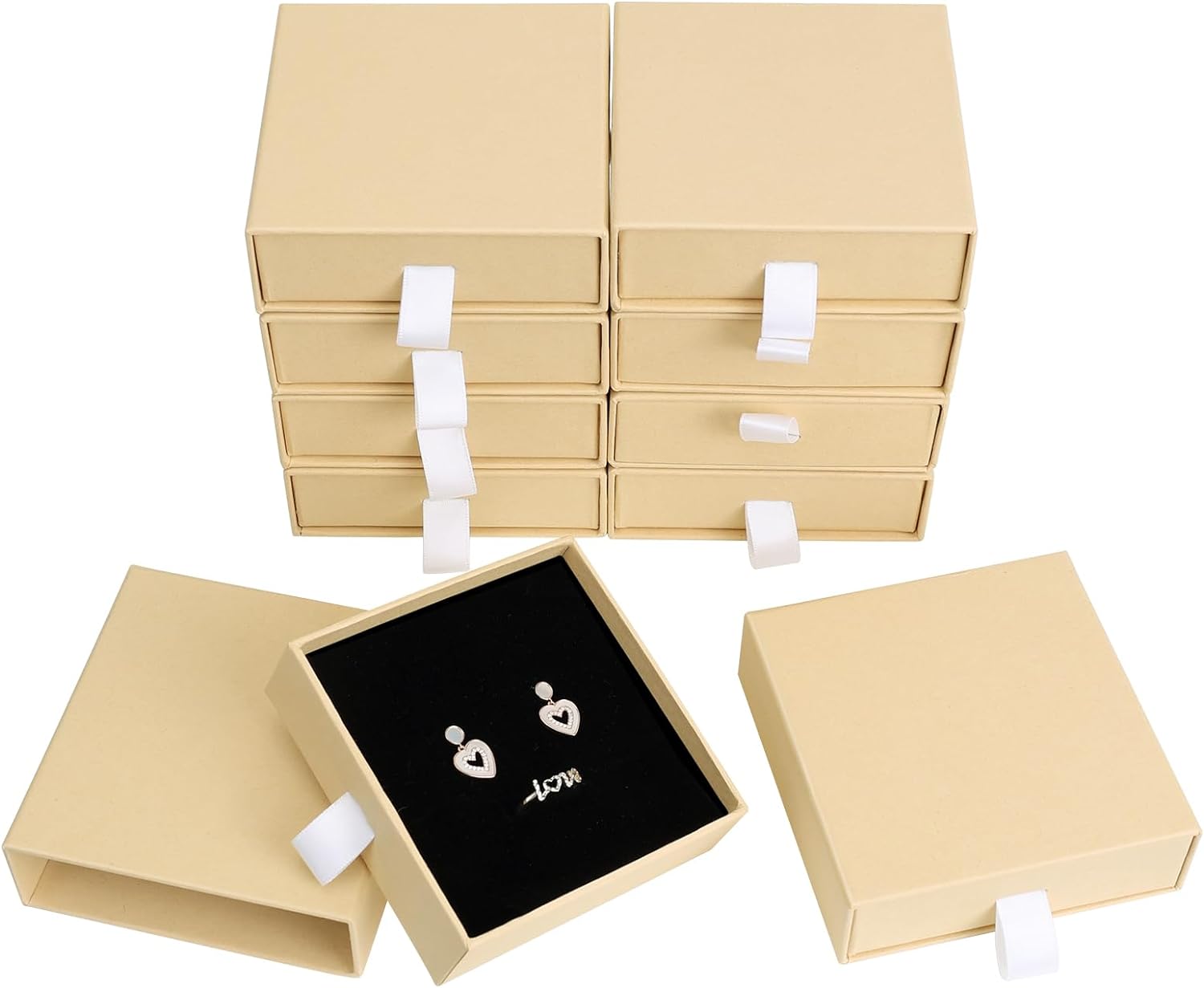 Jewelry Gift Boxes,  3.5×3.5x1Inch Cardboard Jewelry Boxes, Bulk Small Jewelry Boxes with Lids for Necklace Ring Earring Display Box (Black)