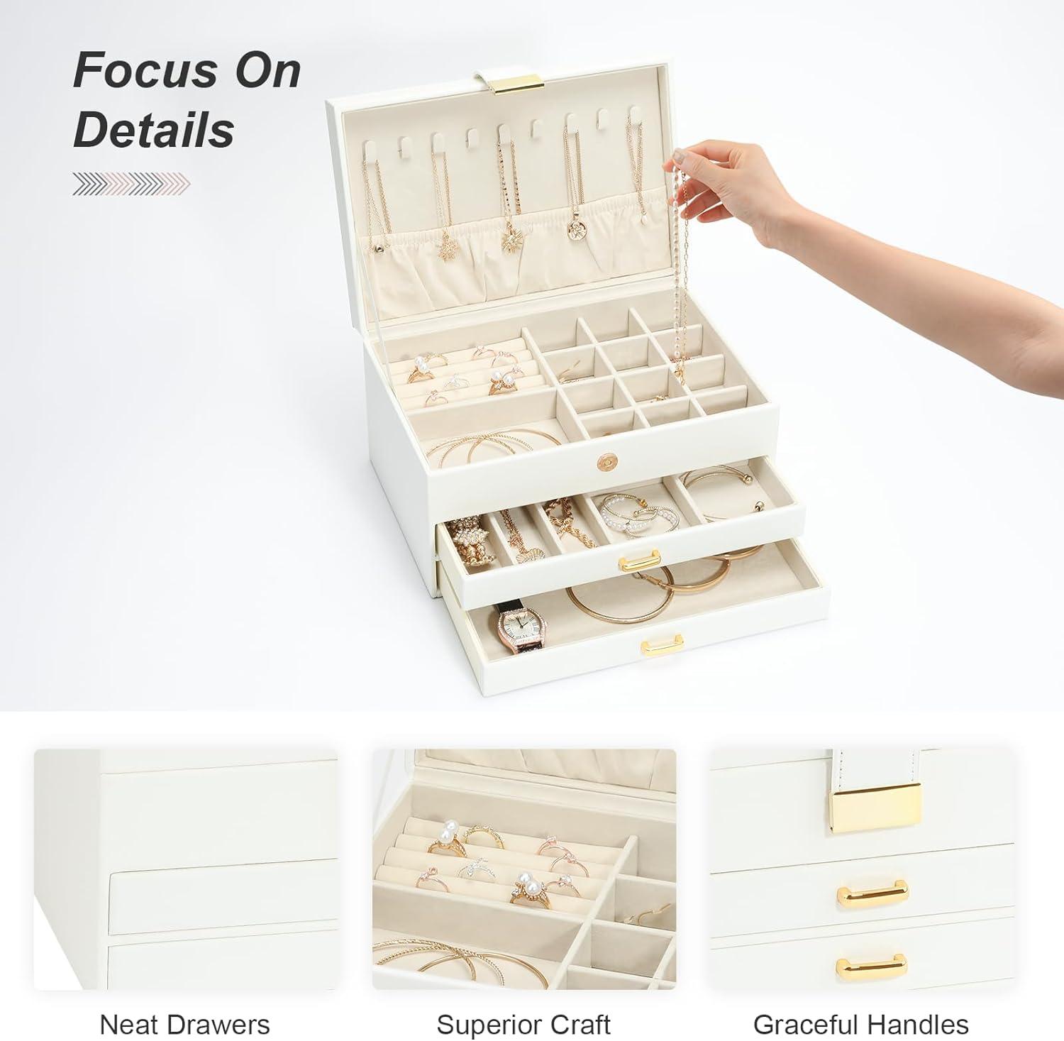 Jewelry Boxes for Women, Jewelry Holder Organizer for Christmas Gift, Jewelry Boxes & Organizers for Rings Earring Necklace Bracelet Watch