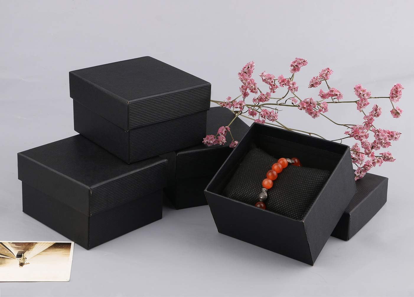 Watch Box, Watch Gift Box, Black Gift Boxes for Watches with Pillow Cushion, Jewelry Gift Boxes for Bracelets, 3.3'' × 3.1'' × 2.1''