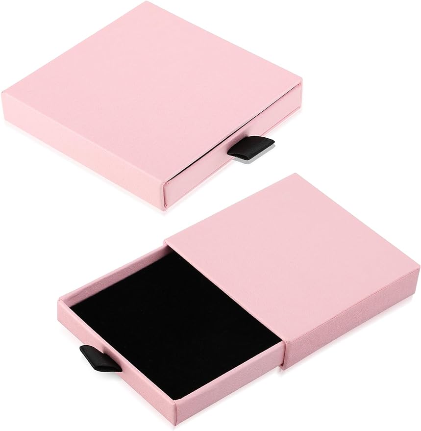 Jewelry Gift Boxes Cardboard Jewelry Boxes, 2.9x3.1x0.7Inch Small Gift Boxes for Bracelets Earrings Necklaces Jewelry Gift (Pink)