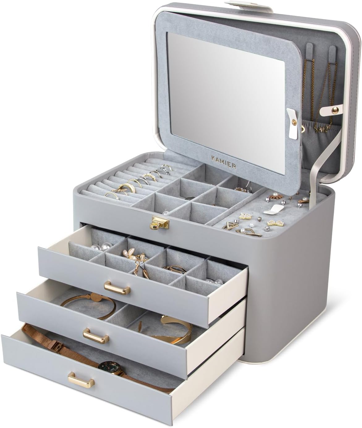 Jewelry Organizer Box with Lock and Mirror, Jewelry Storage Box