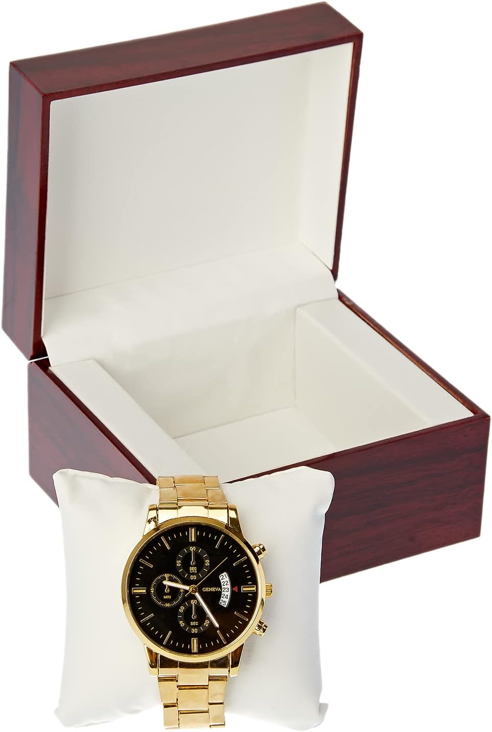 Wooden Single Watch Cases for Men Women, Wood Wrist Watch Bangle Gift Box with Pillow