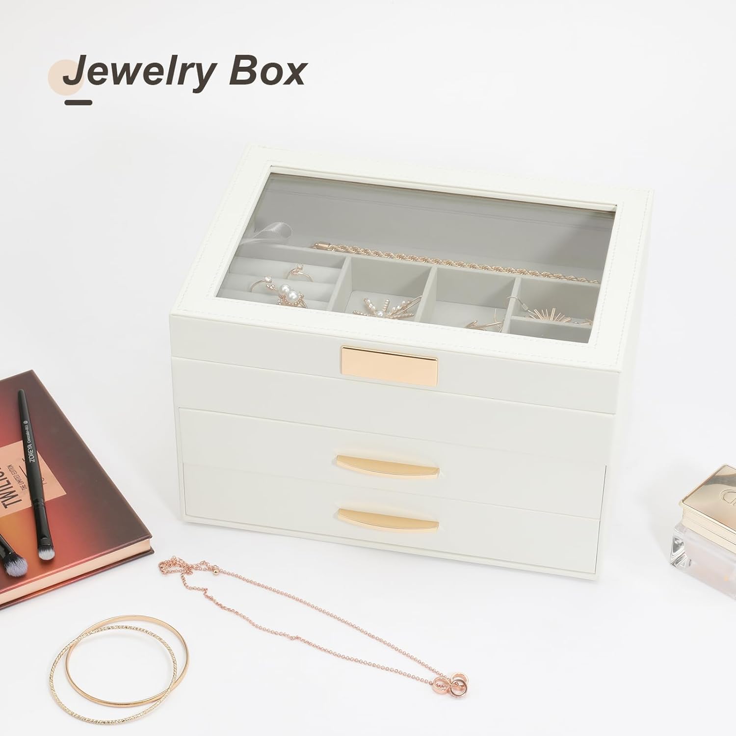 Jewelry Boxes for Women, Jewelry Holder Organizer for Christmas Gift, Jewelry Boxes & Organizers for Rings Earring Necklace Bracelet Watch