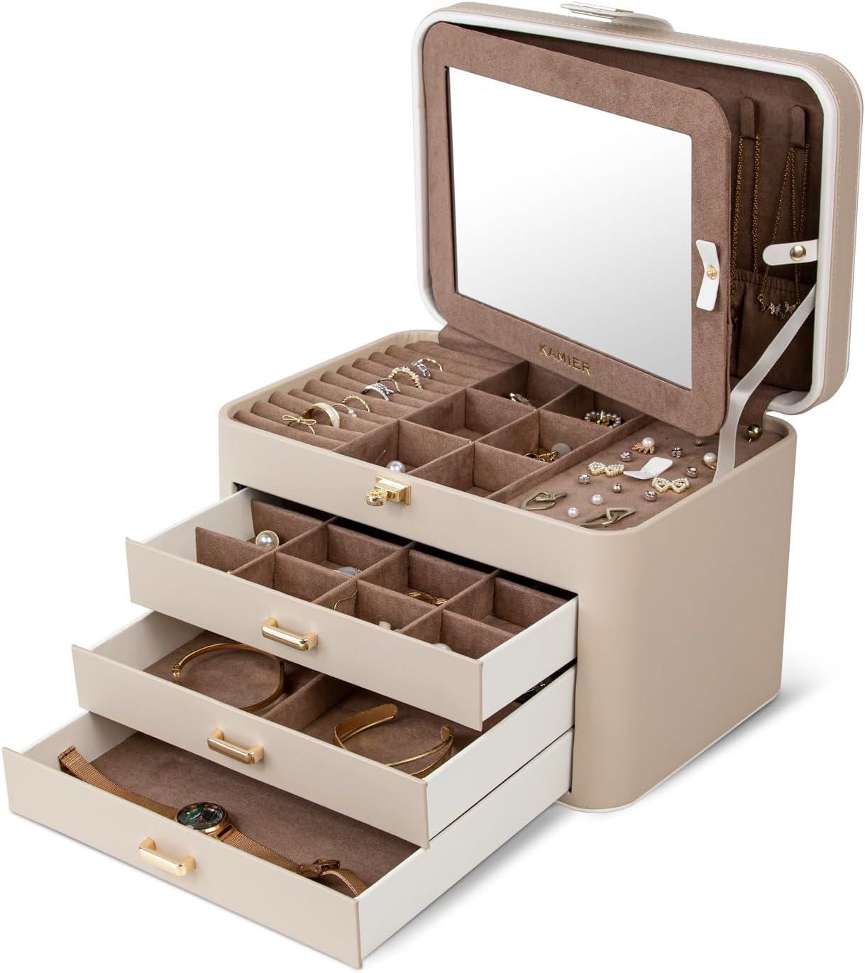 Jewelry Organizer Box with Lock and Mirror, Jewelry Storage Box