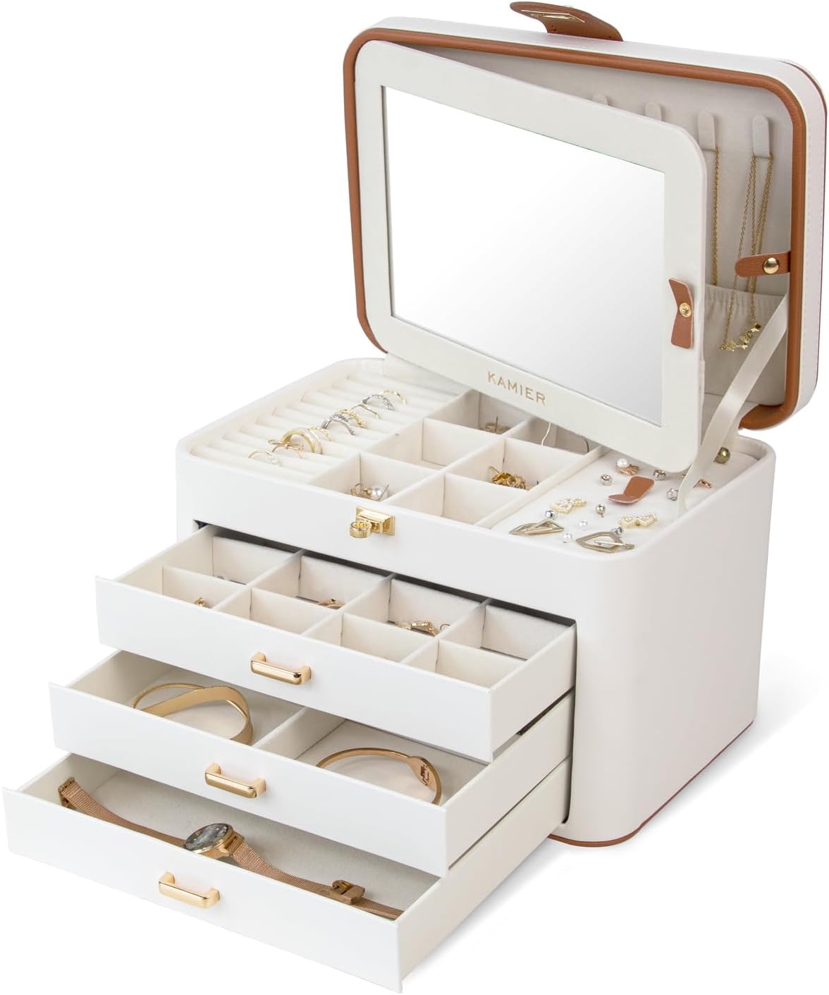 Jewelry Organizer Box with Lock and Mirror, Jewelry Storage Box