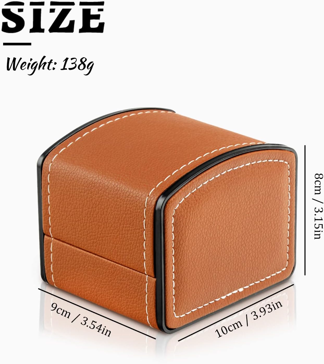 Single Watch Case, PU Leather Watch Travel Case with Removable Cushion, Jewelry Storage Case Organizer Portable Square Watch Box Bracelet Holder for Most Watches and Smart Watch