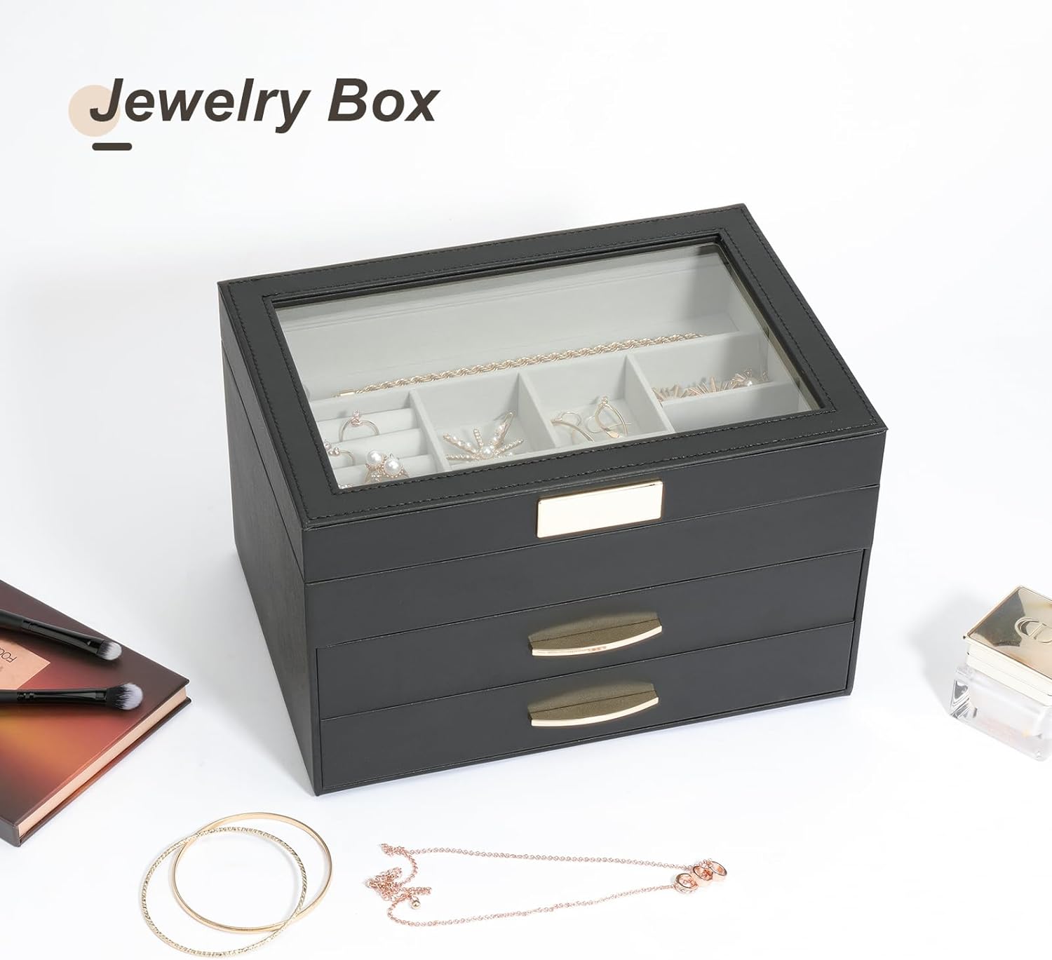 Jewelry Boxes for Women, Jewelry Holder Organizer for Christmas Gift, Jewelry Boxes & Organizers for Rings Earring Necklace Bracelet Watch