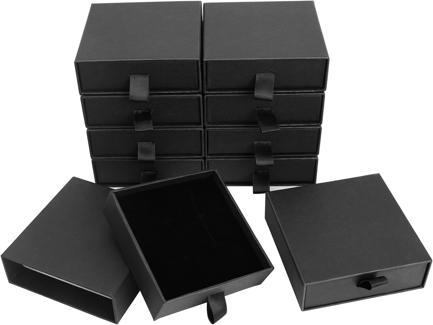 Jewelry Gift Boxes,  3.5×3.5x1Inch Cardboard Jewelry Boxes, Bulk Small Jewelry Boxes with Lids for Necklace Ring Earring Display Box (Black)