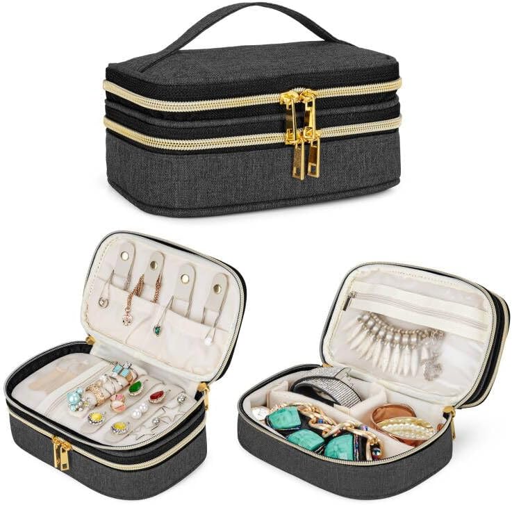 Double Layer Jewelry Organizer, Small Jewelry Travel Case