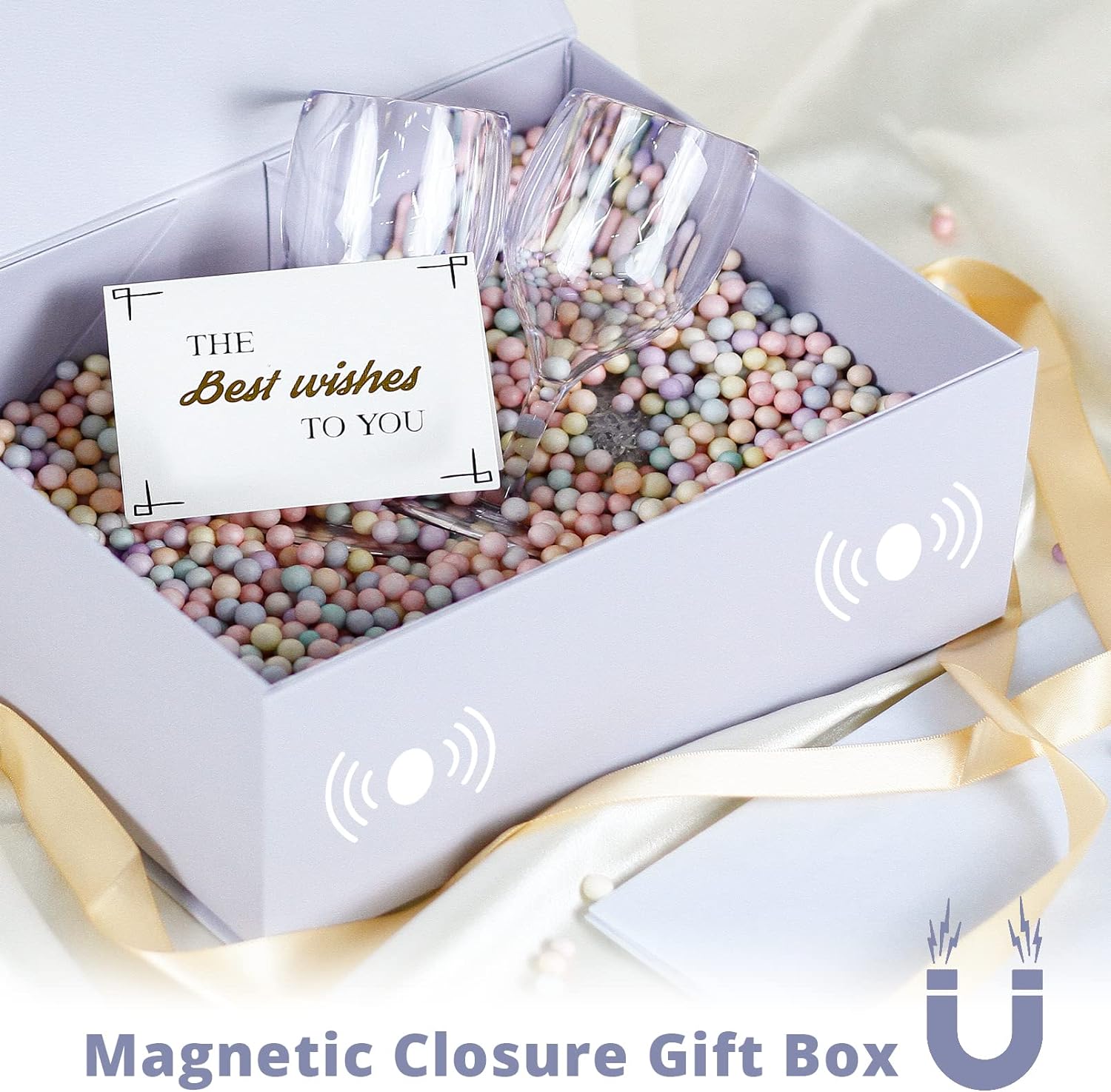 Luxury Large Gift Box 13.8x9x4.3 Inches Storage Box Ribbon Magnetic Closure for Luxury Packaging Box for Mother's Day, Birthdays, Bridal Gifts,Weddings