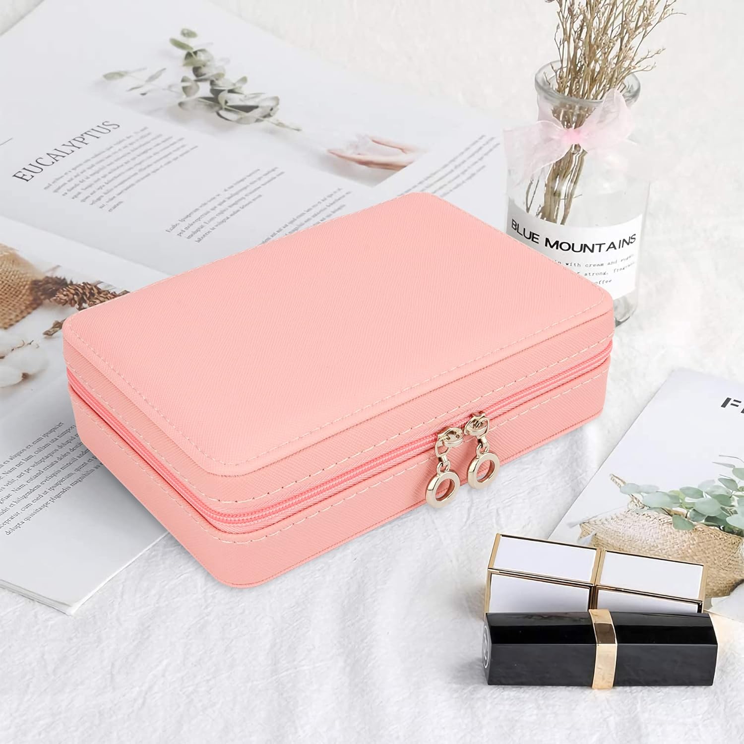 Small Jewelry Box - Travel Jewelry Case PU Leather Jewelry Organizer Storage Holder