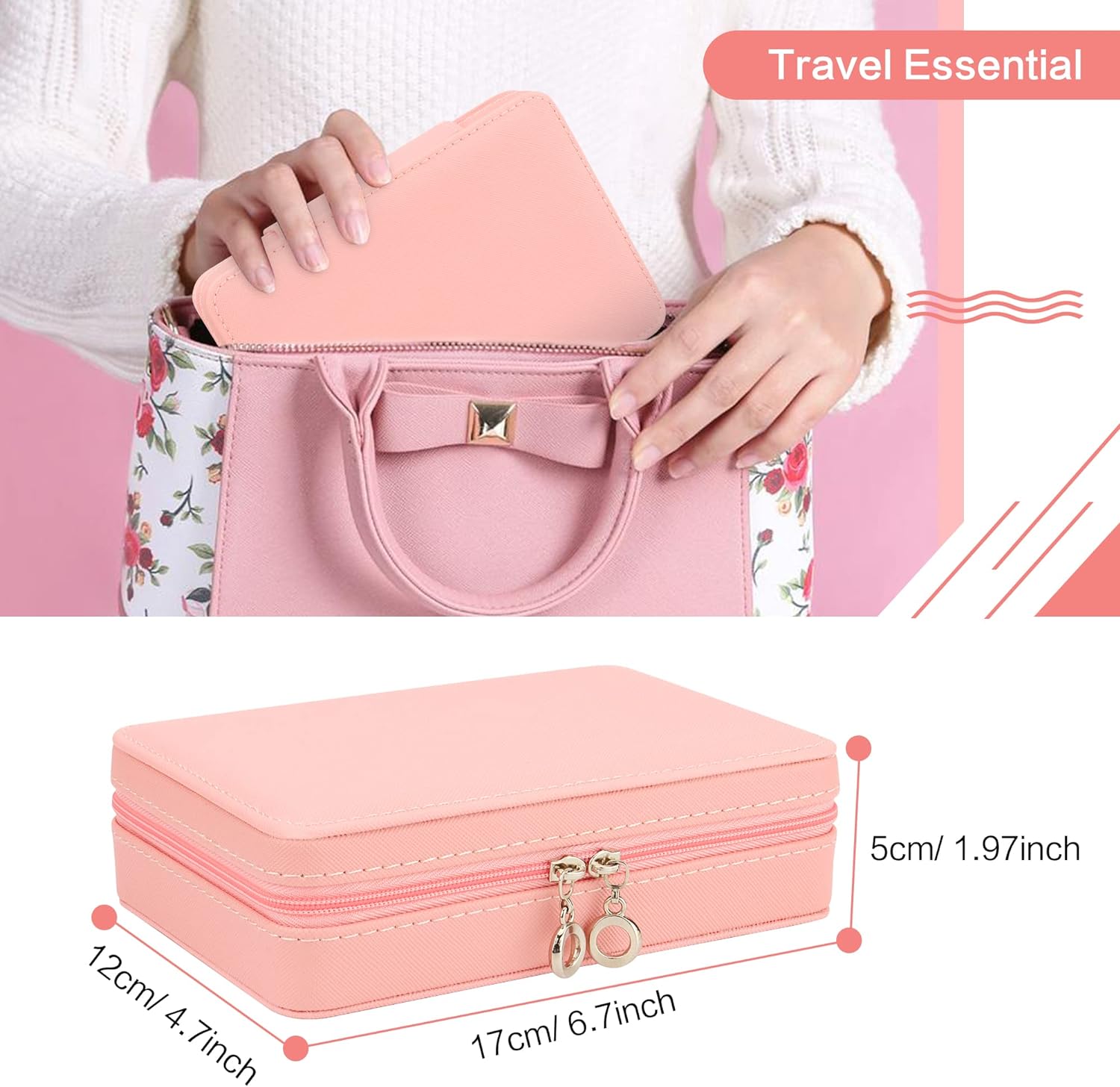 Small Jewelry Box - Travel Jewelry Case PU Leather Jewelry Organizer Storage Holder