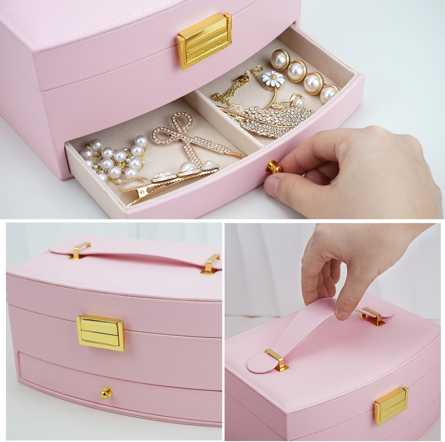 Jewelry Box For Women With Mirror,  Elegant Jewelry Organizer Box Storage, Handmade Gifts For Women