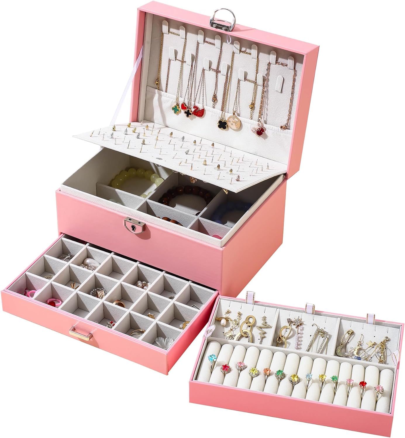 Earring Jewelry Box For Women , With Lock Earring Holder Organizer