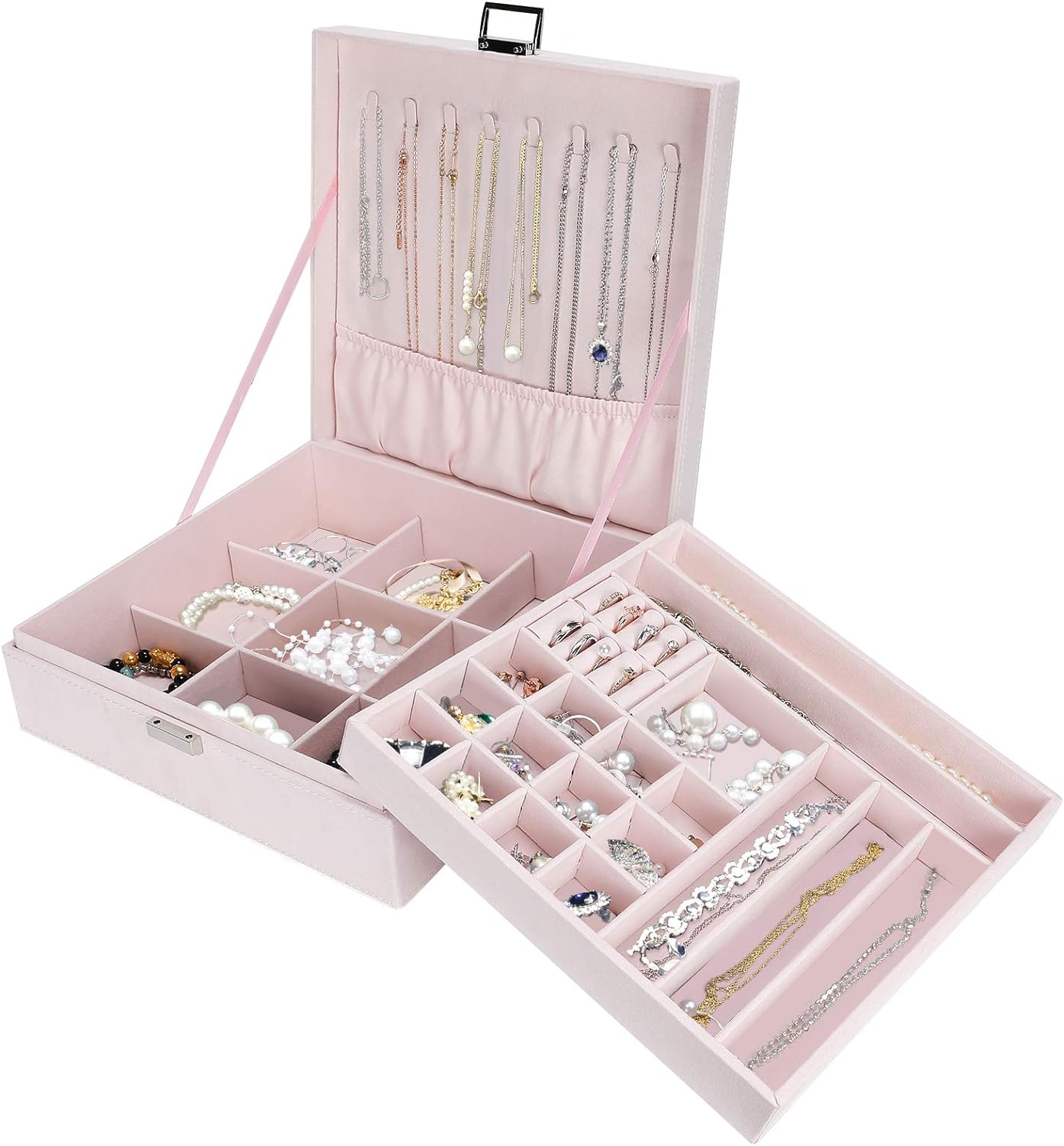 Jewelry Box Organizer, Two Layer Jewelry Display Storage Holder Case