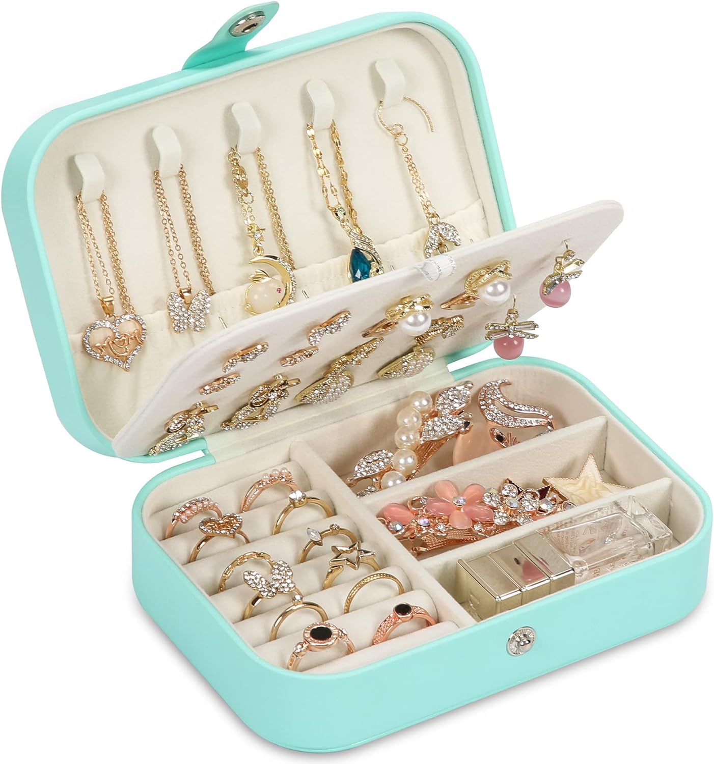 Jewelry Box, double layer portable mini travel case for storing earrings, rings, necklaces