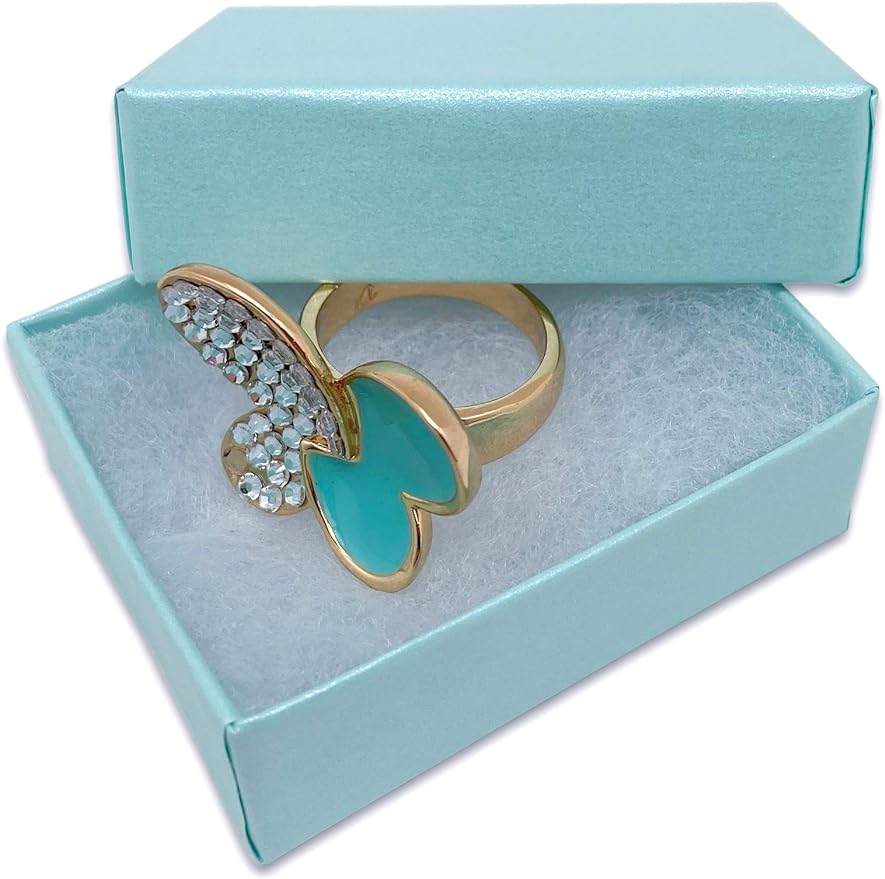 Filled Cardboard Paper Jewelry Box Gift Case - Pearl Teal