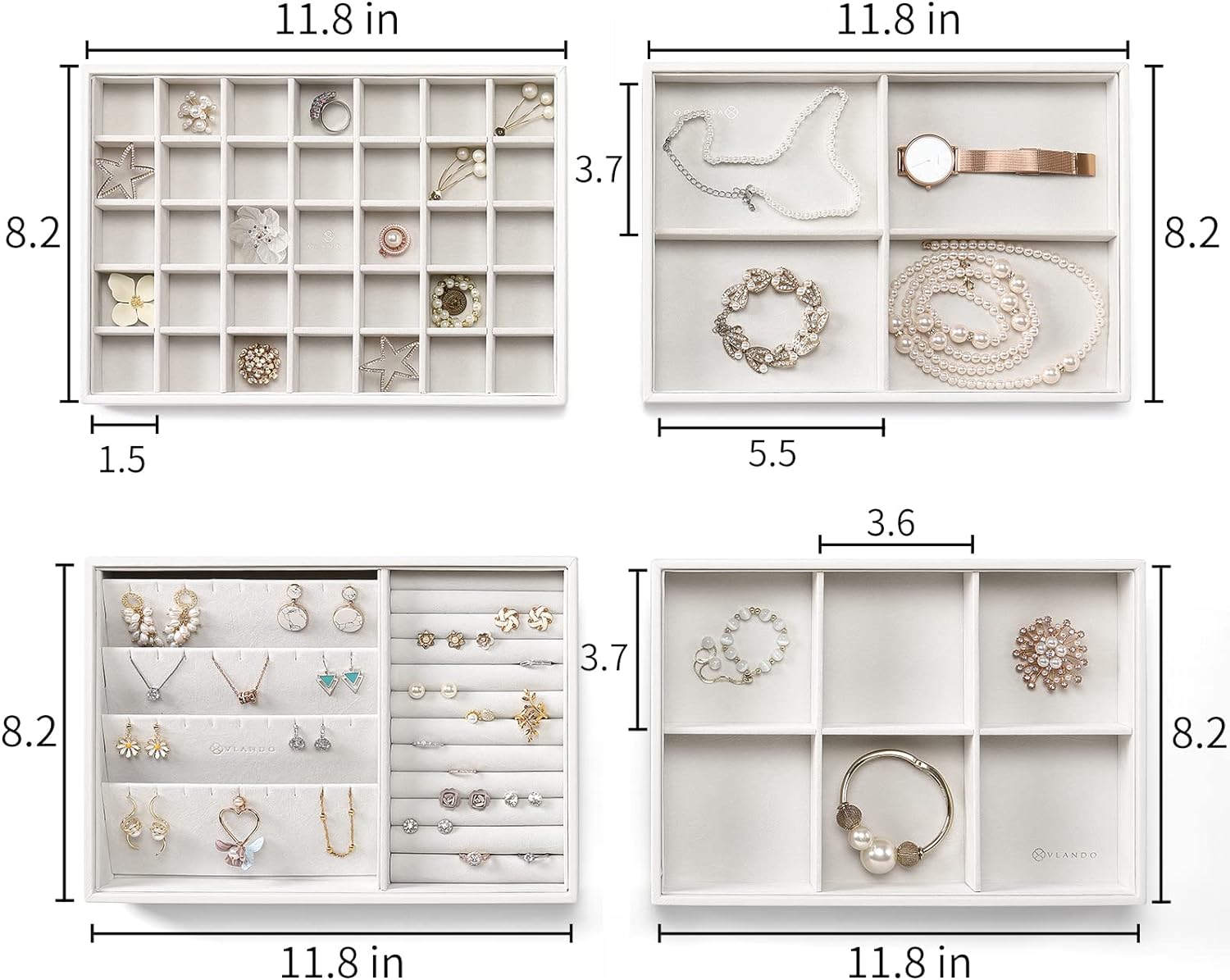 Jewelry Trays Stackable Showcase Display Drawer Organizer Storage Toughened Glass Lid Multi-Purpose