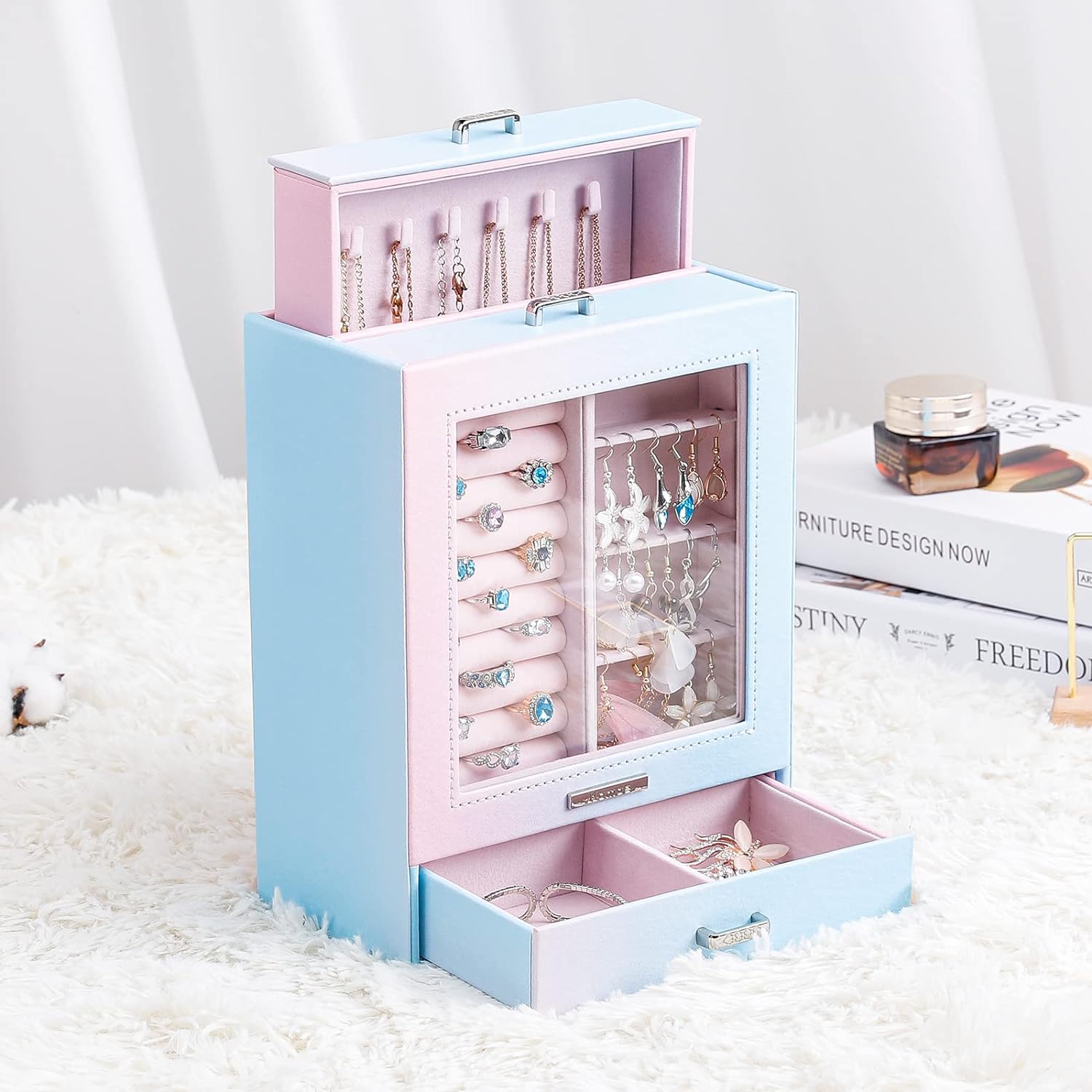 Jewelry Organizer  Jewelry Box  Jewelry Storage Case Porcelain Pattern Series