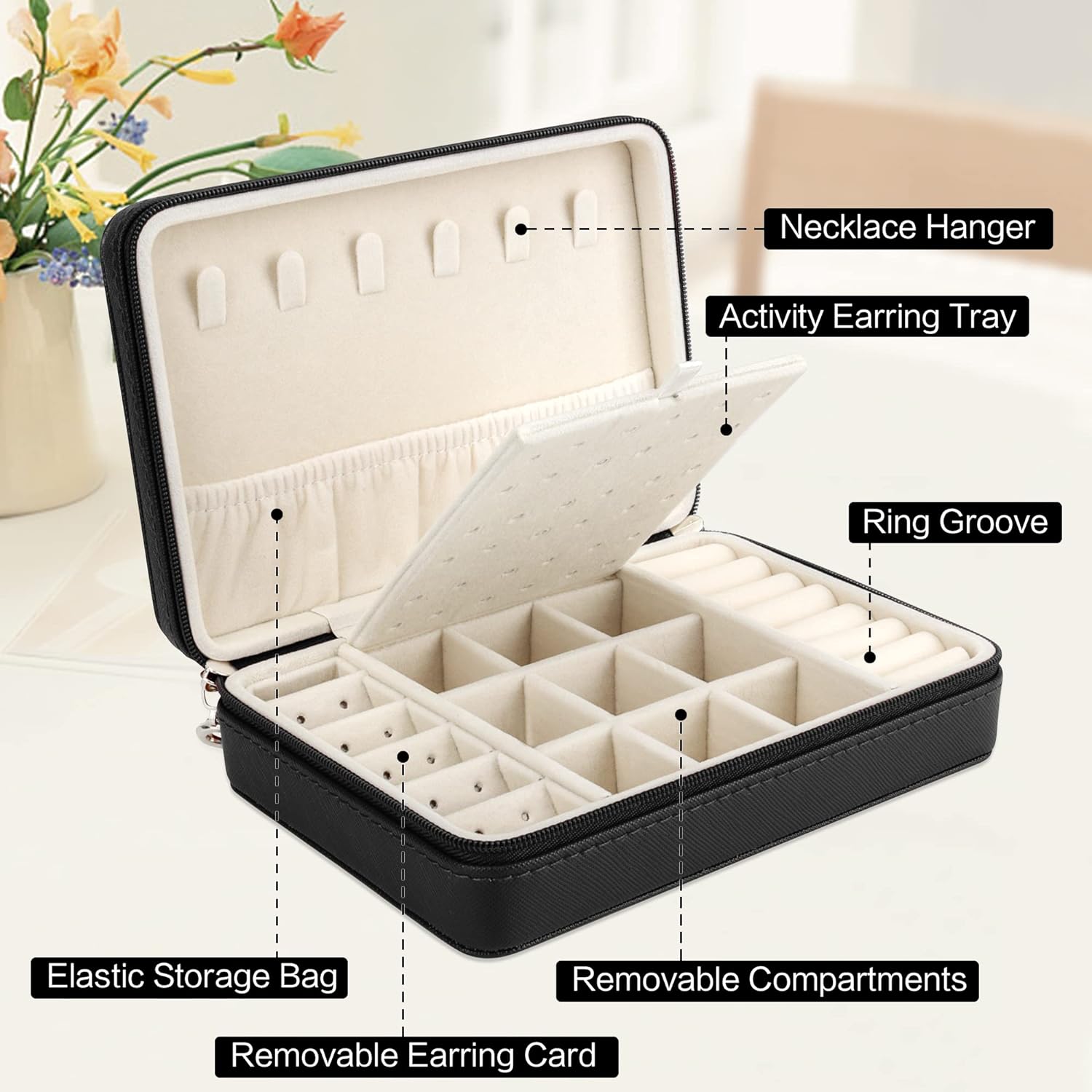 Small Jewelry Box - Travel Jewelry Case PU Leather Jewelry Organizer Storage Holder