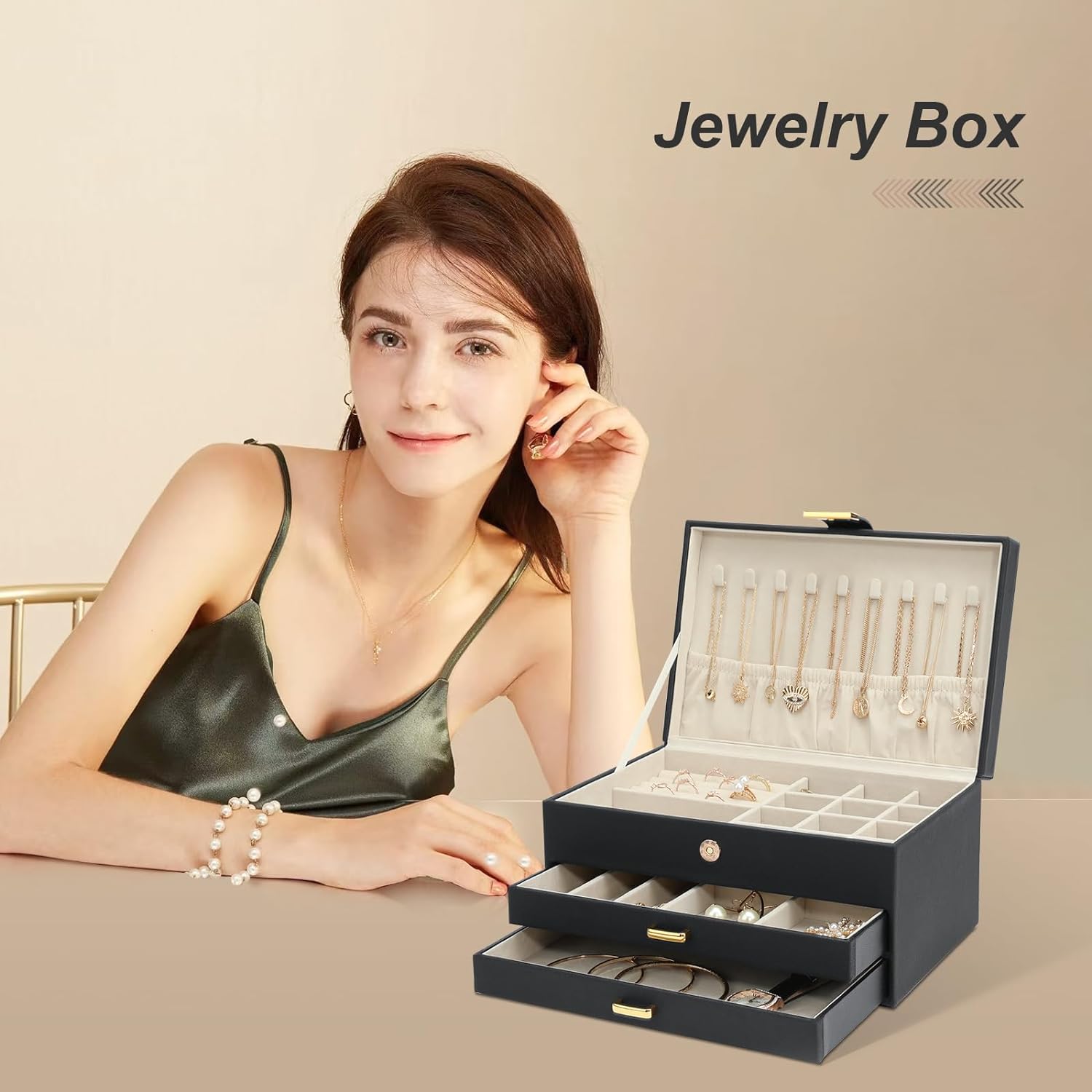 Jewelry Boxes for Women, Jewelry Holder Organizer for Christmas Gift, Jewelry Boxes & Organizers for Rings Earring Necklace Bracelet Watch