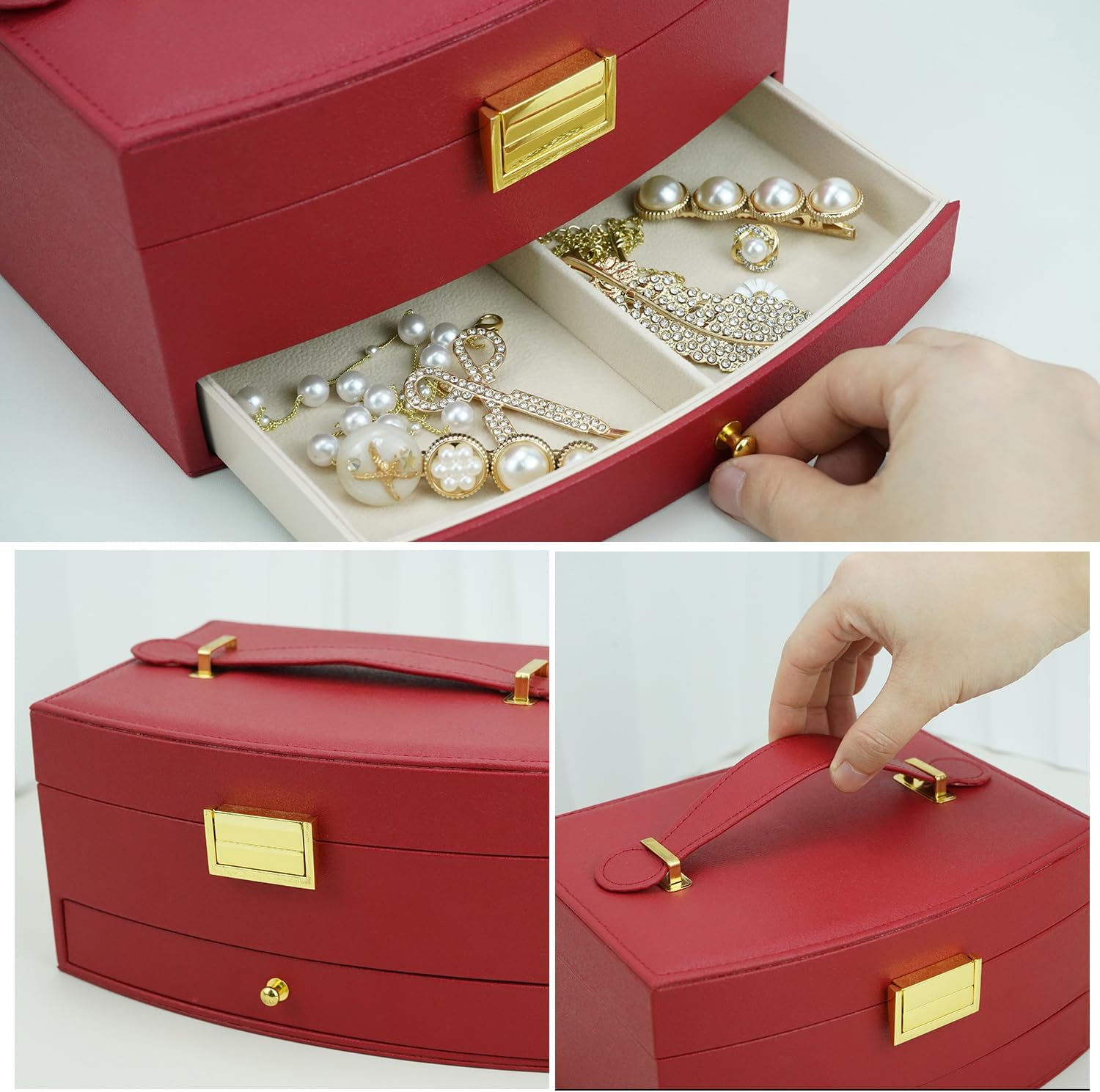 Jewelry Box For Women With Mirror,  Elegant Jewelry Organizer Box Storage, Handmade Gifts For Women