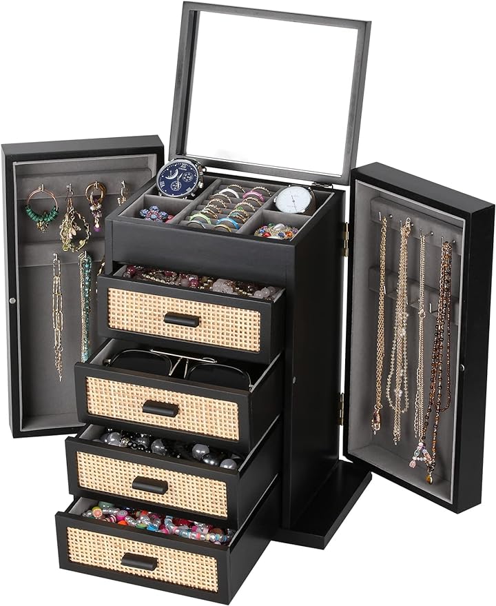 Jewelry Organizer, Rattan Jewelry Box,  Jewelry Boxes  for Women Men