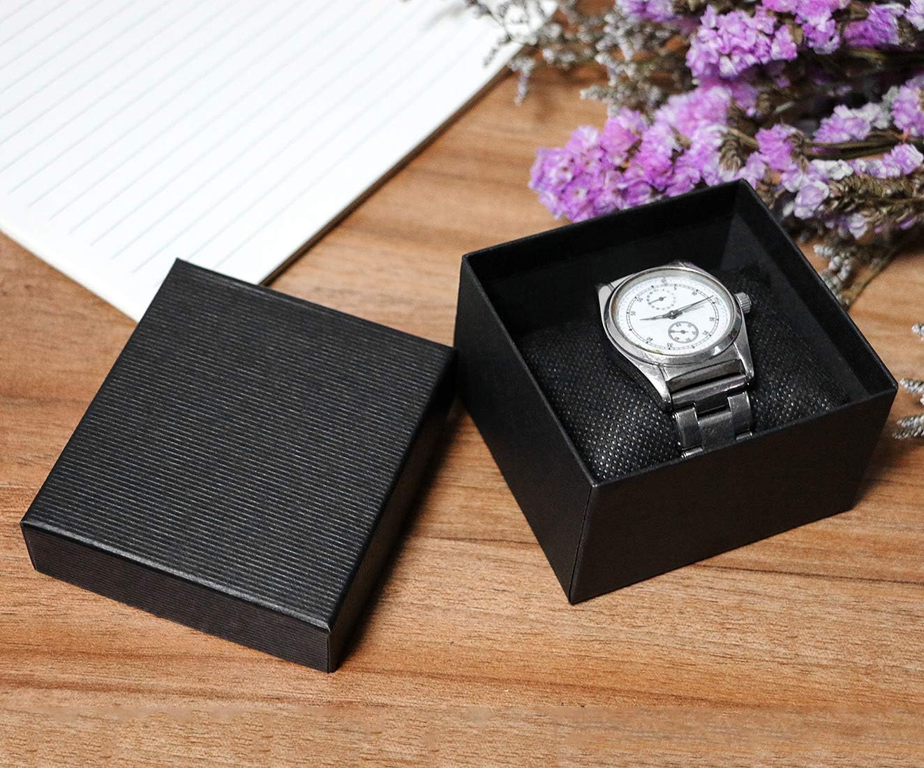 Watch Box, Watch Gift Box, Black Gift Boxes for Watches with Pillow Cushion, Jewelry Gift Boxes for Bracelets, 3.3'' × 3.1'' × 2.1''